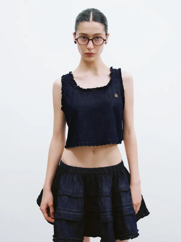 Denim Frilled Shirts sold by Urban Revivo