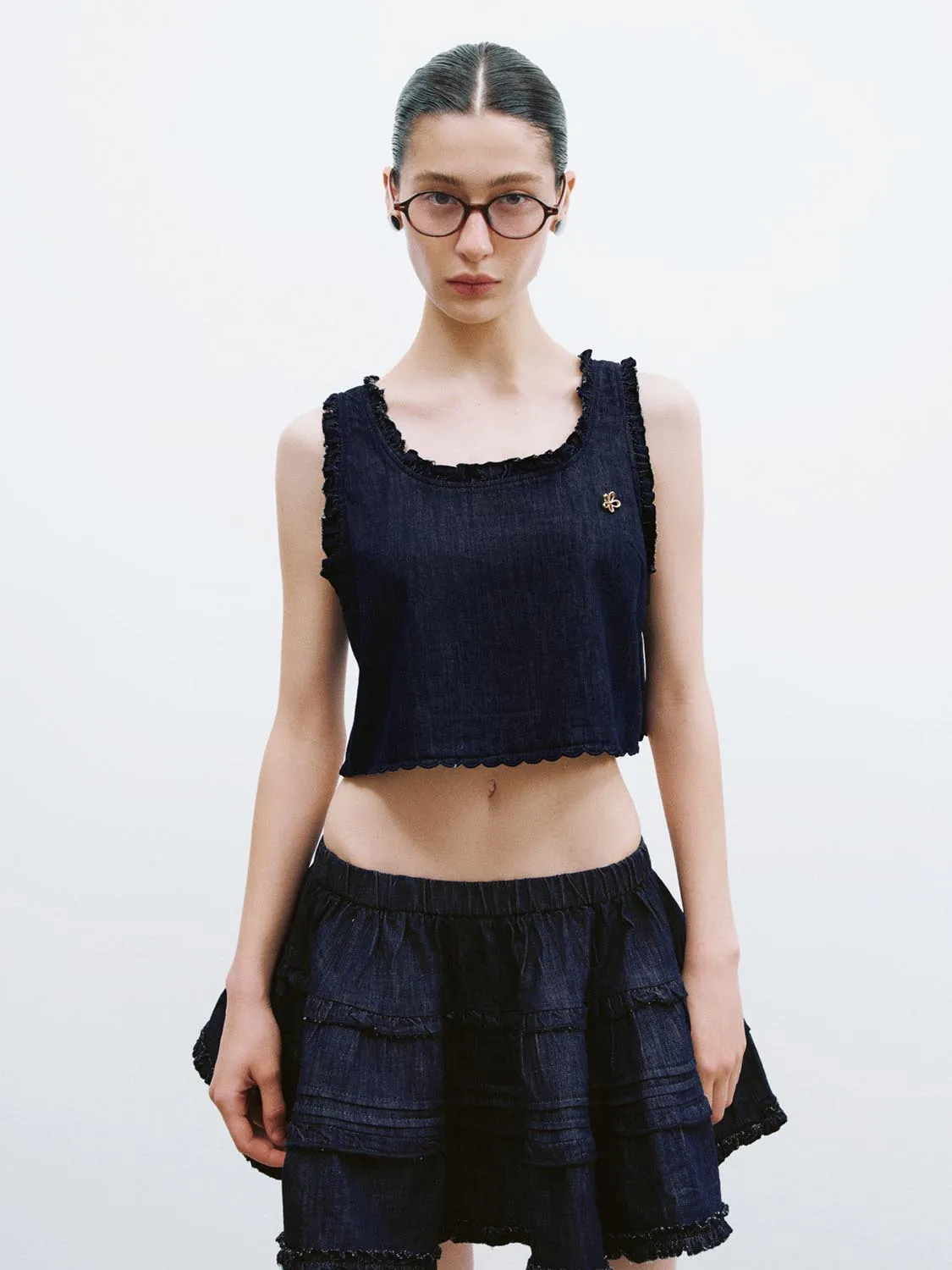 Denim Frilled Shirts sold by Urban Revivo