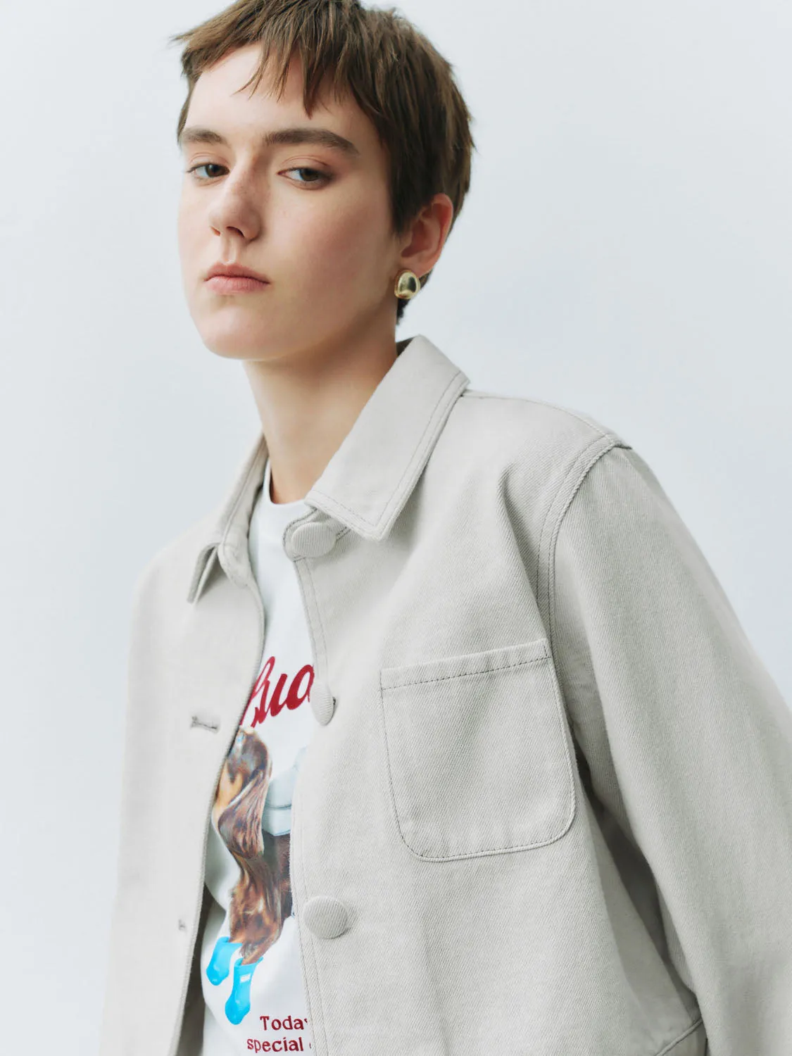 Button Up Denim Jackets sold by Urban Revivo product image thumbnail 4