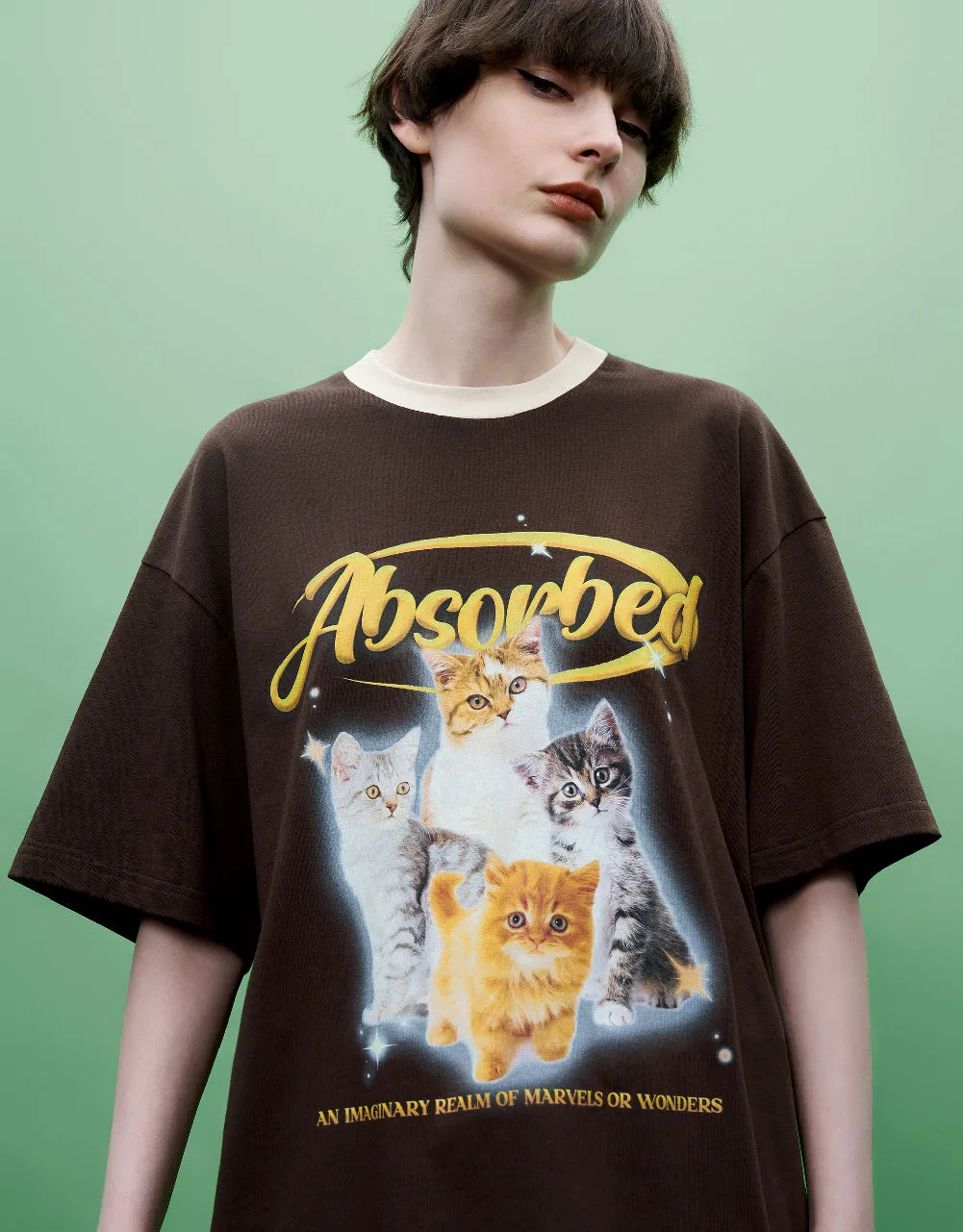 Cat Printed Crew Neck T-Shirt sold by Urban Revivo product image thumbnail 5
