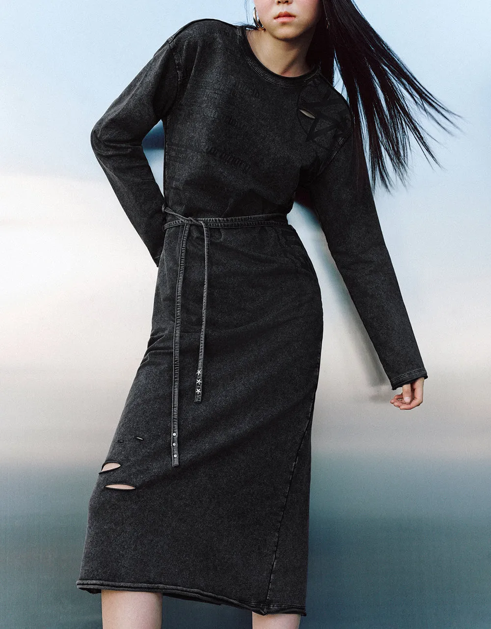 Printed Crew Neck Straight Knitted Dress sold by Urban Revivo product image thumbnail 3