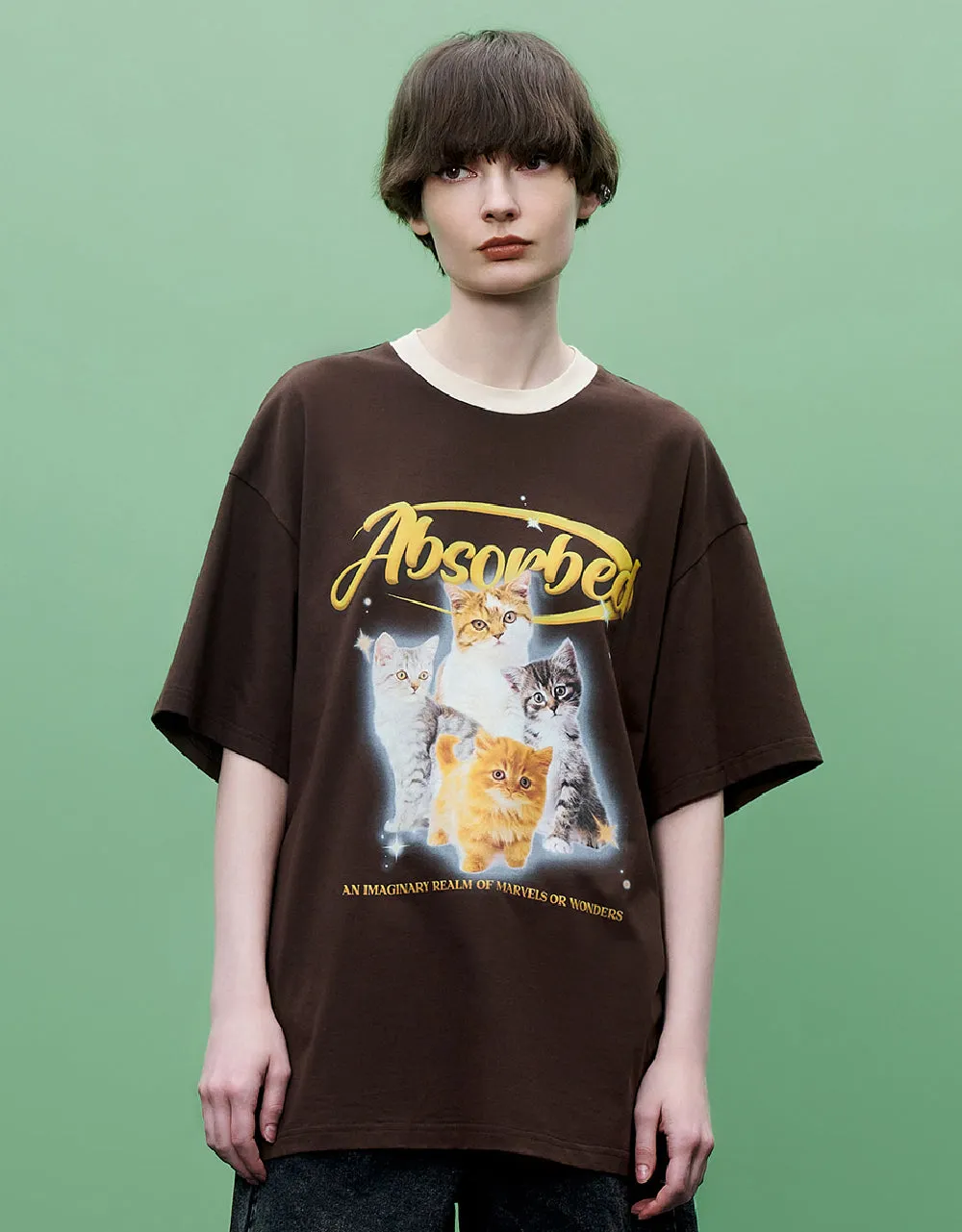 Cat Printed Crew Neck T-Shirt sold by Urban Revivo