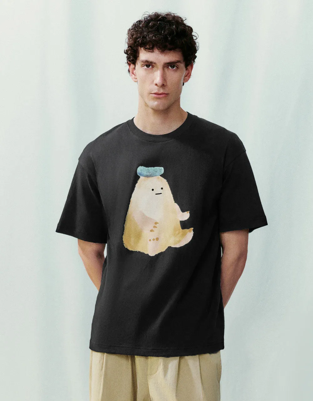 Printed Crew Neck Loose T-Shirt sold by Urban Revivo