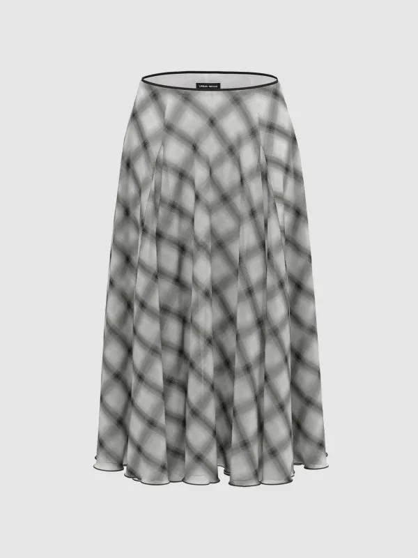 Plaid Maxi Flared Skirts - Jenee Naylor sold by Urban Revivo