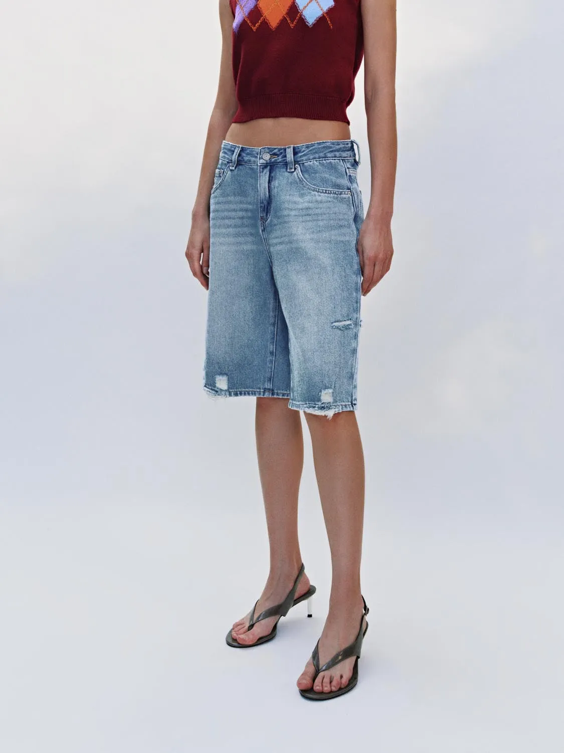 Denim Shorts sold by Urban Revivo product image thumbnail 3