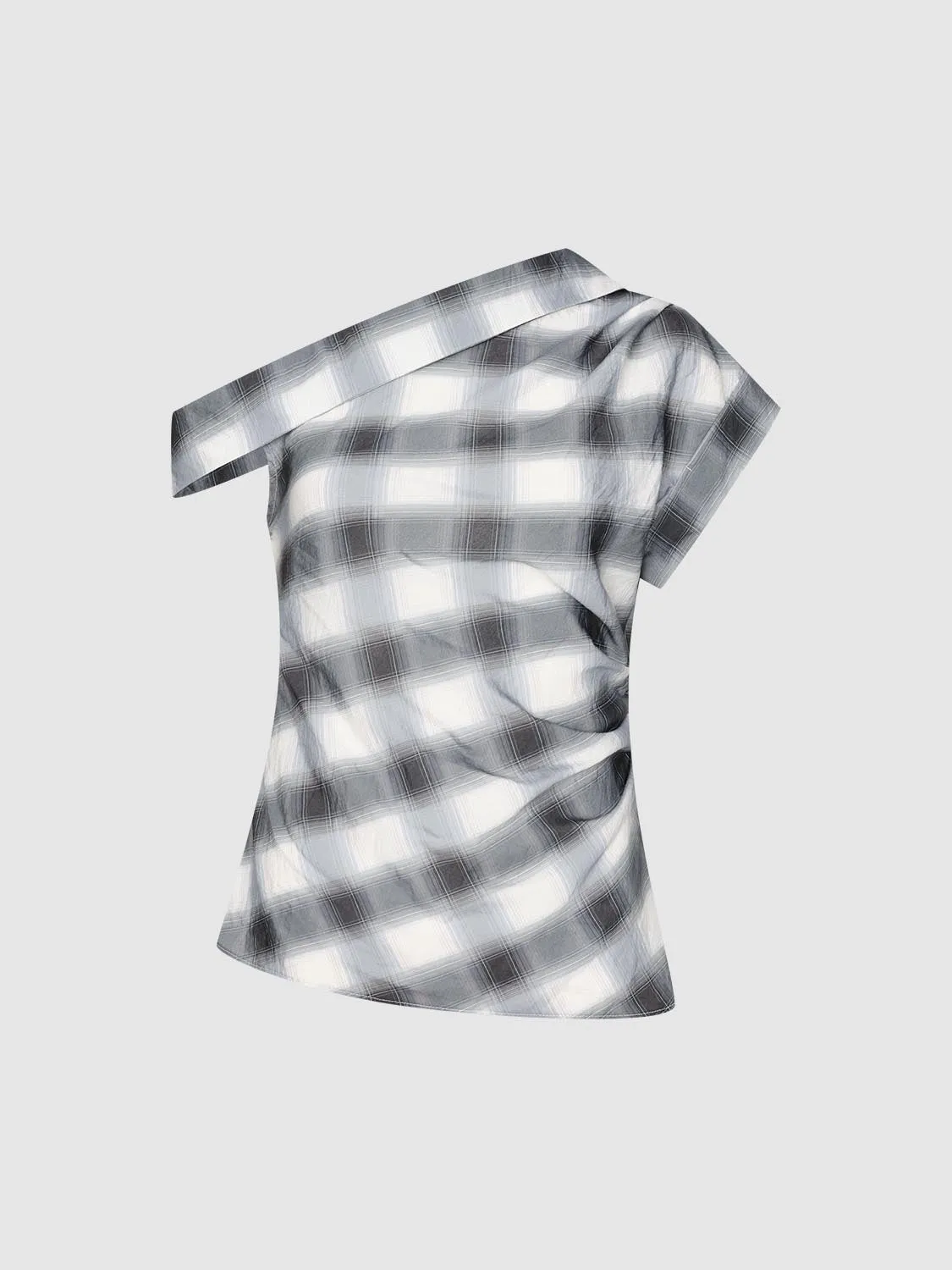 Checkered One Shoulder Overhead Shirts sold by Urban Revivo