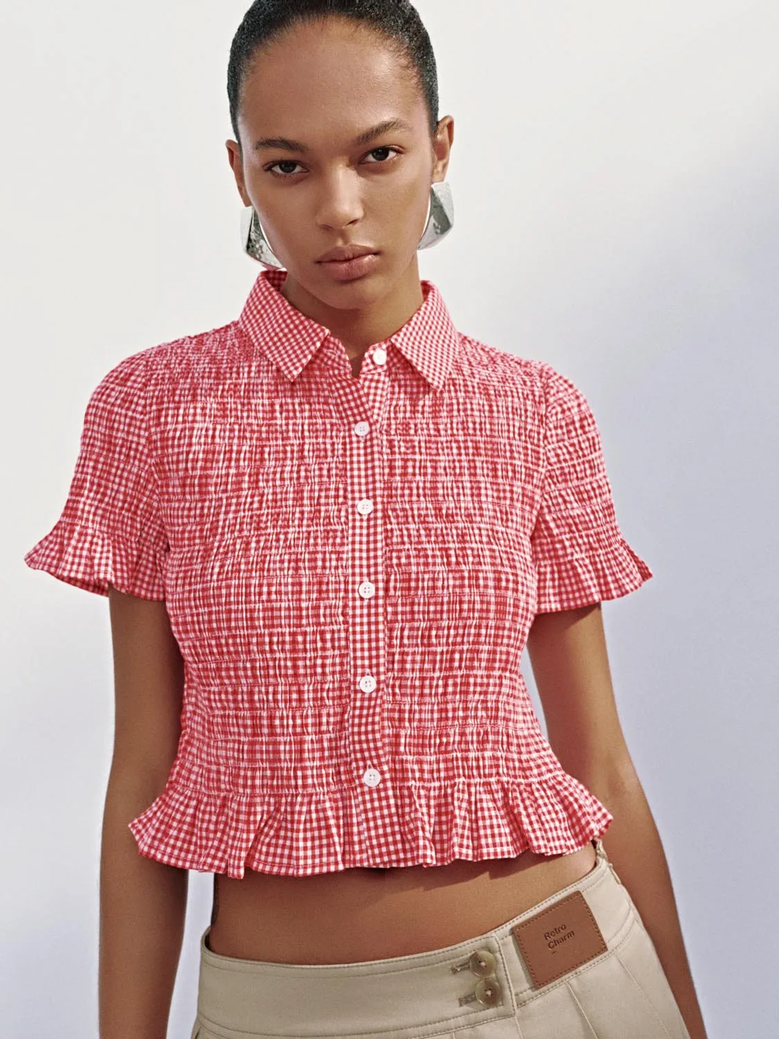 Ruffle Hem Plaid Shirts sold by Urban Revivo product image thumbnail 3