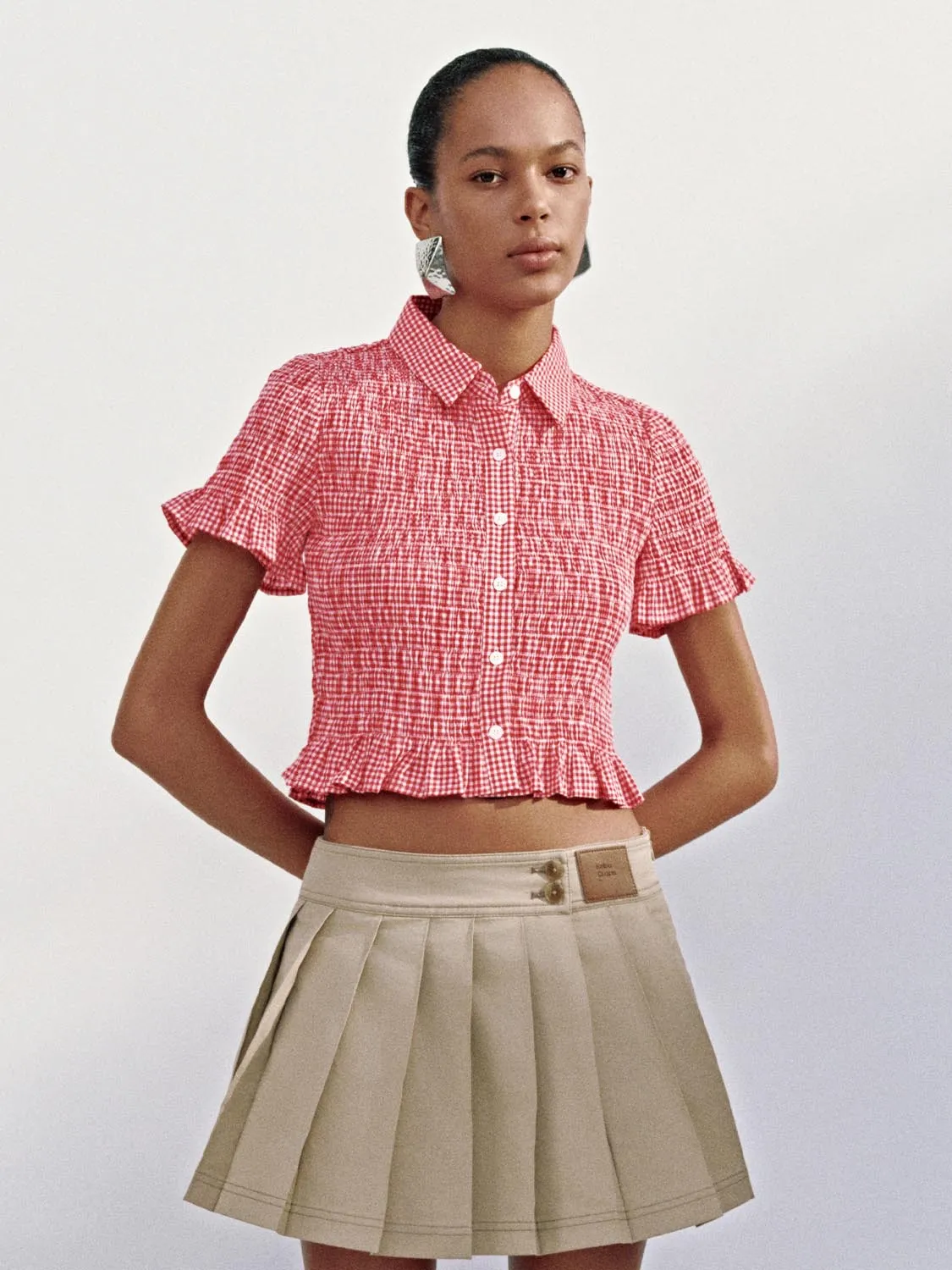 Ruffle Hem Plaid Shirts sold by Urban Revivo