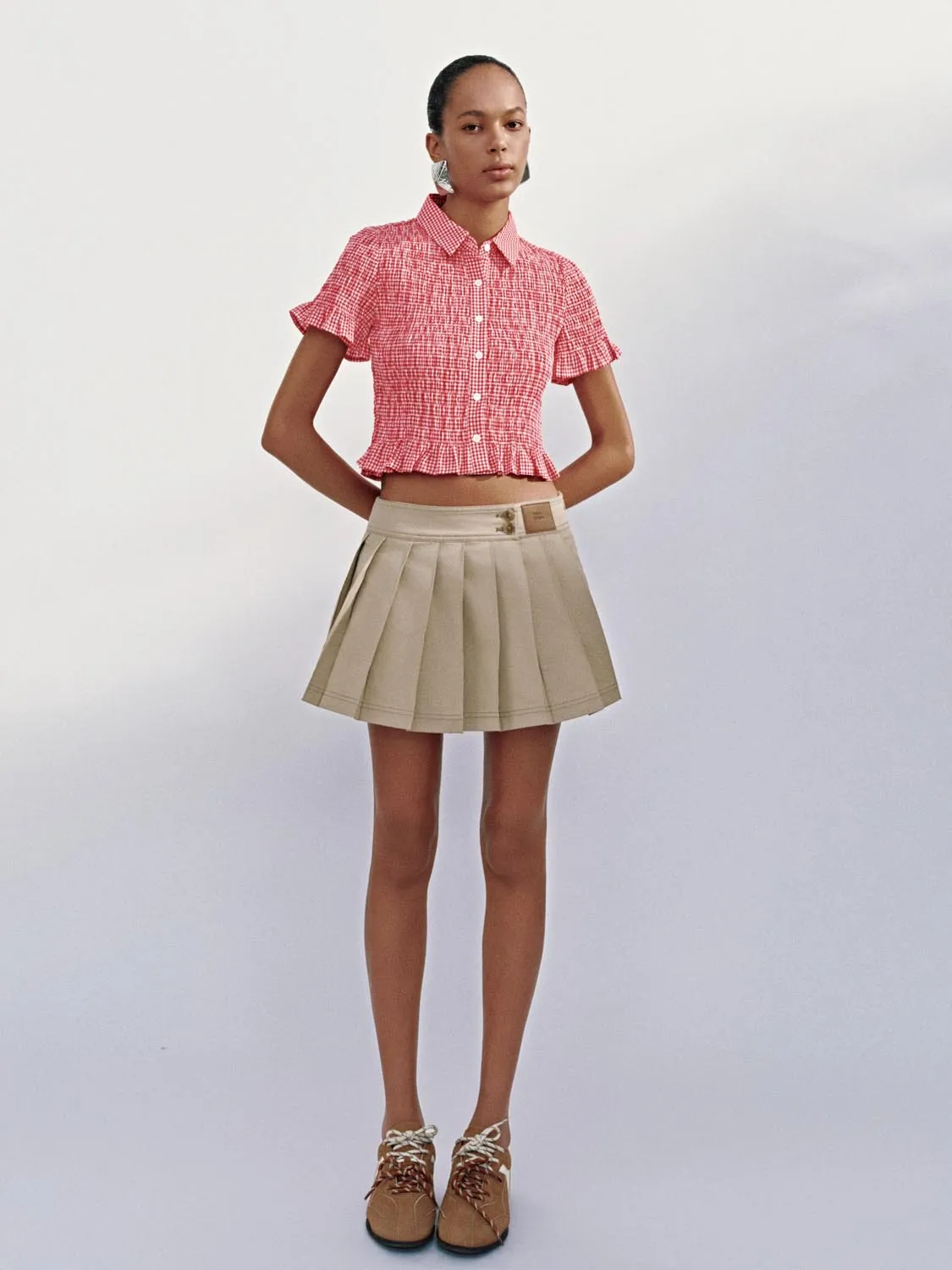 Ruffle Hem Plaid Shirts sold by Urban Revivo product image thumbnail 4