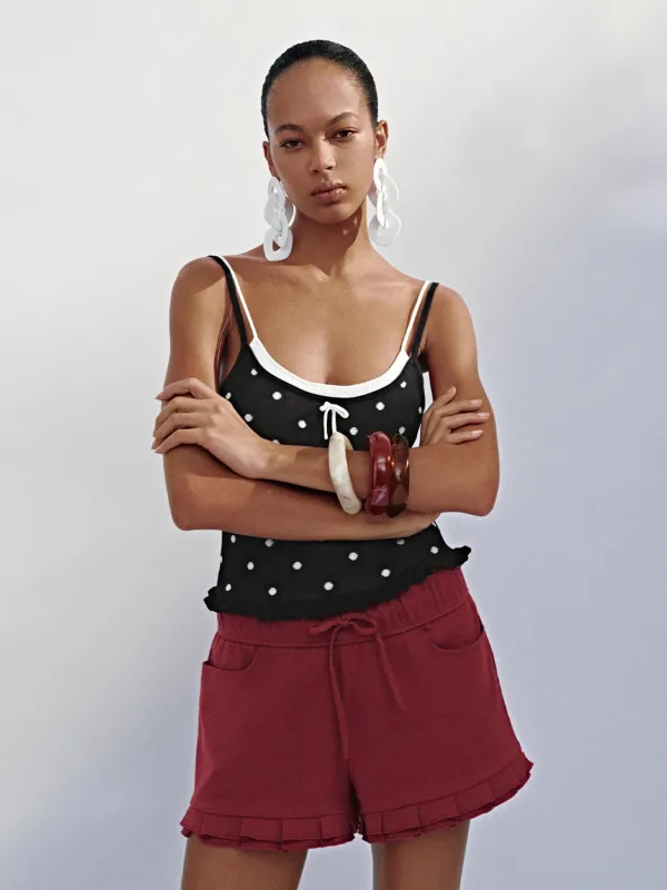 Polka Dot Knitted Cami Tops sold by Urban Revivo