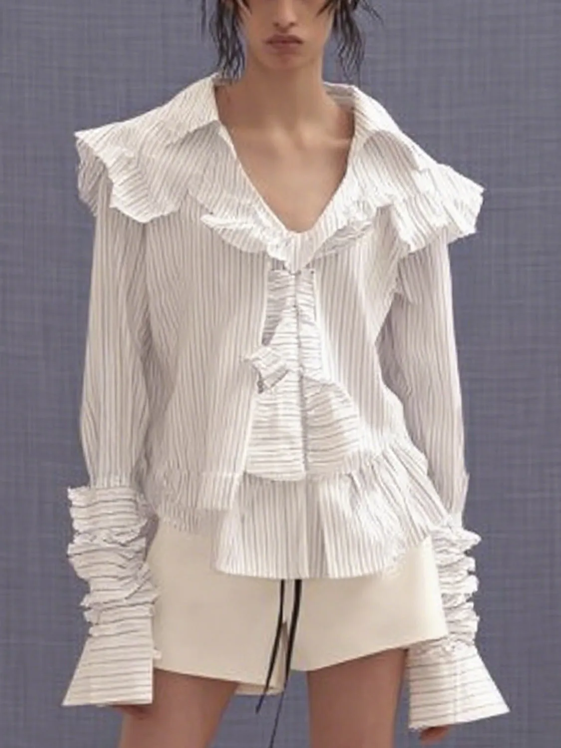 Ruffle Stripe Blouses sold by Urban Revivo