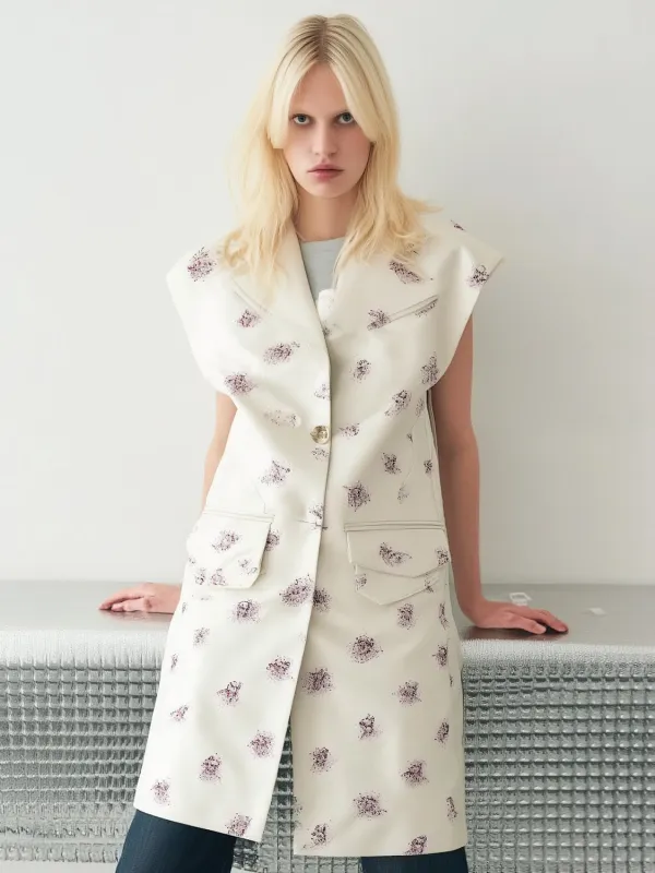 Floral Notched Collar Longline Vests sold by Urban Revivo