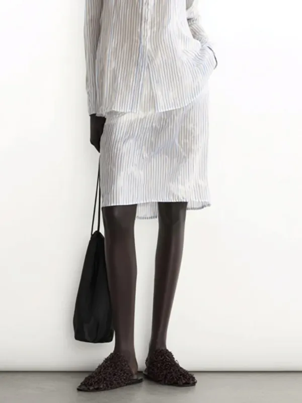 Stripe A-Line Midi Skirts sold by Urban Revivo
