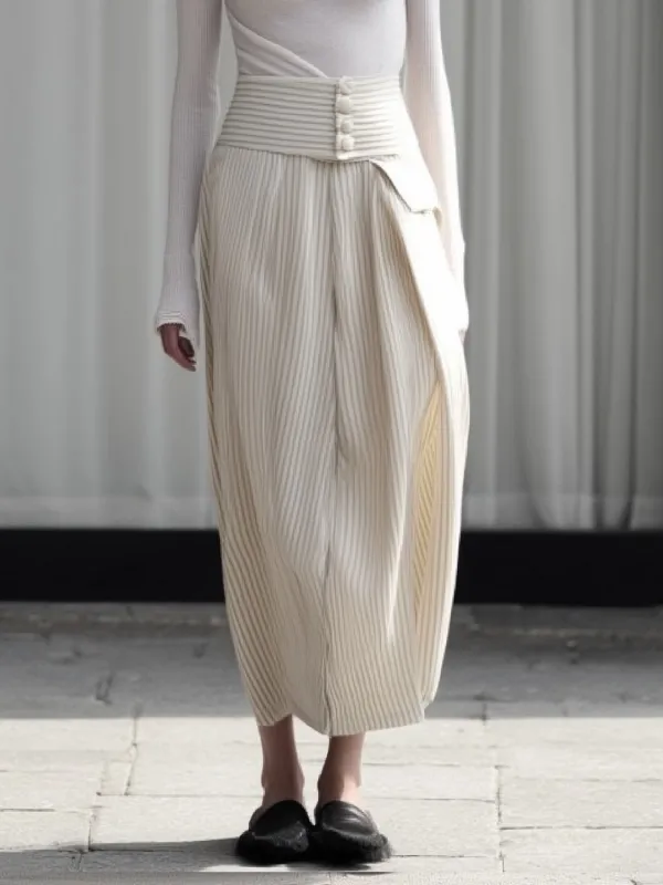Irregular Hem Stripe Maxi Skirts sold by Urban Revivo