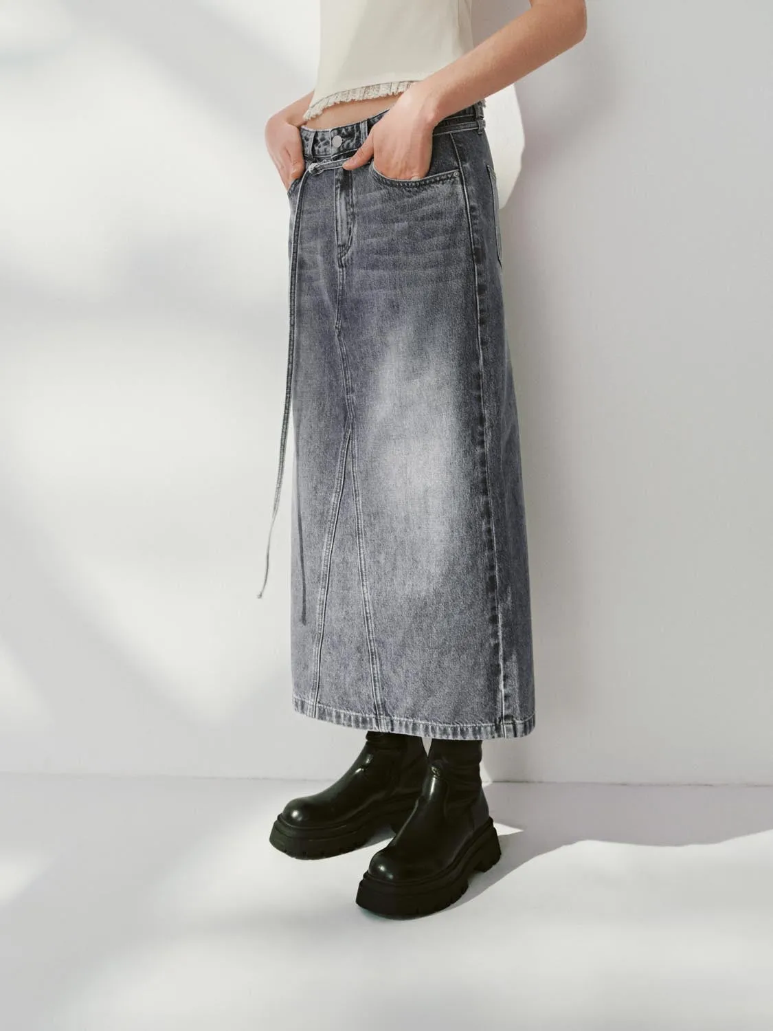 Denim Midi Skirts sold by Urban Revivo product image thumbnail 3