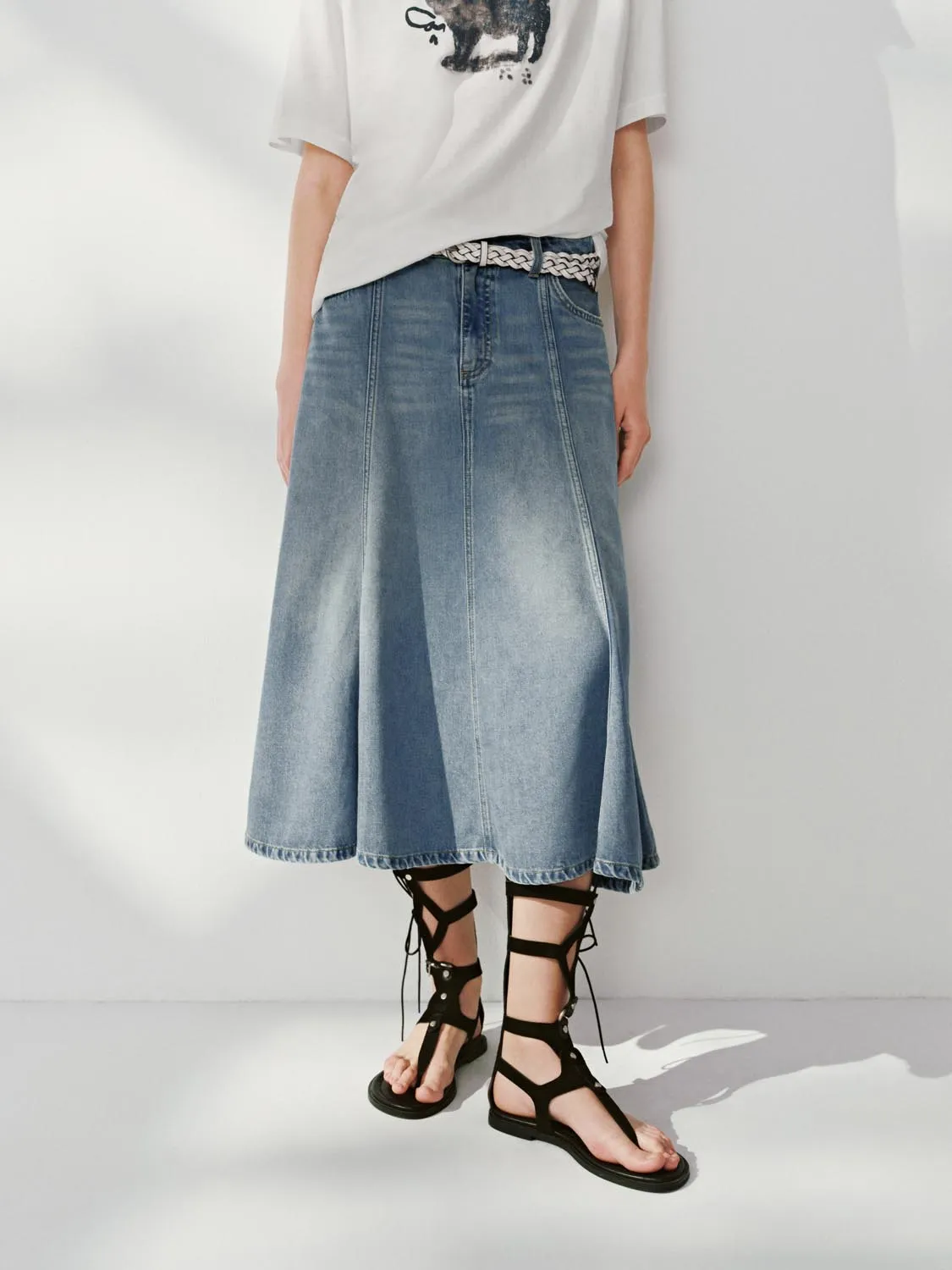 Denim Flared Skirts sold by Urban Revivo product image thumbnail 2