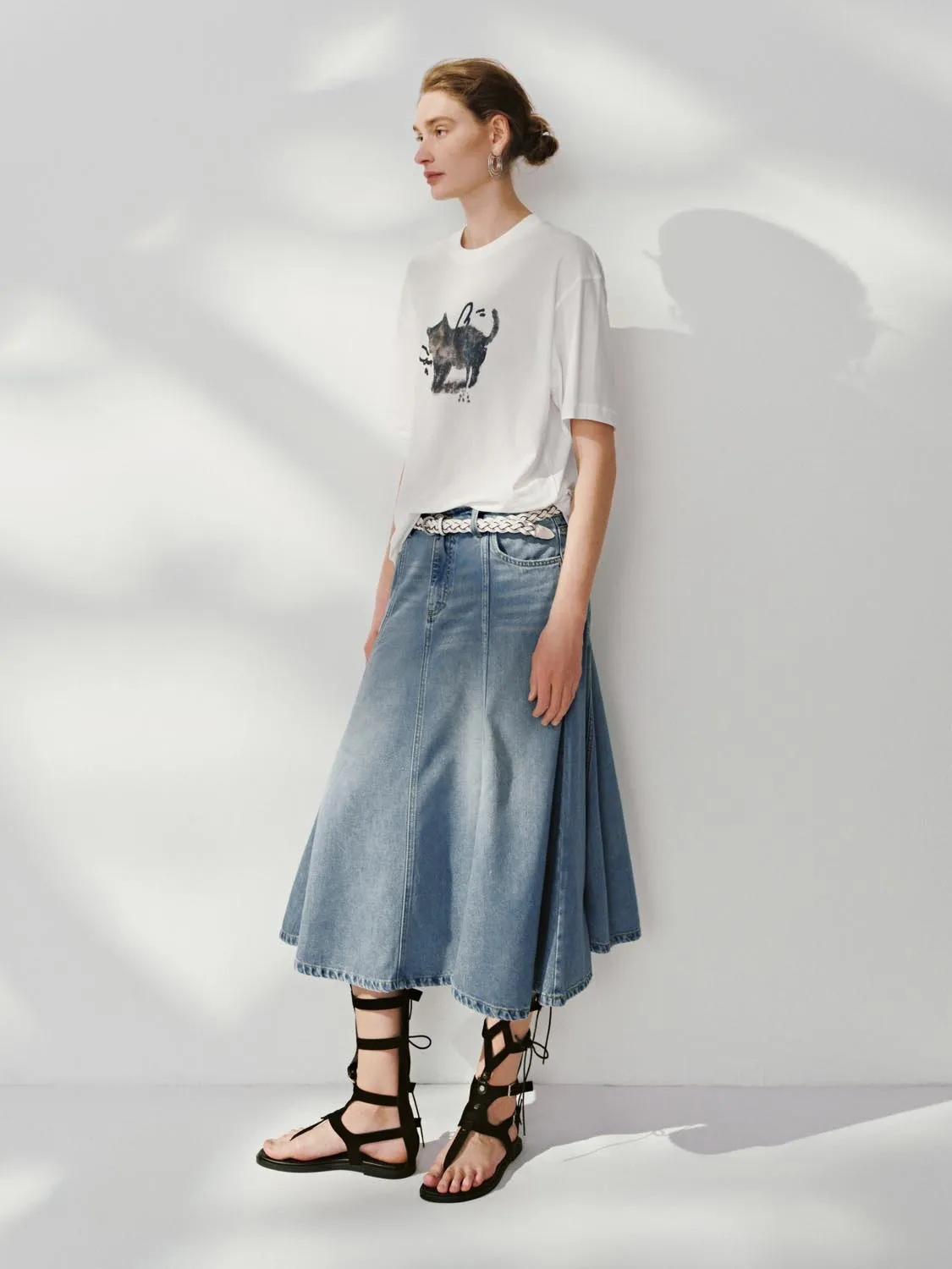 Denim Flared Skirts sold by Urban Revivo product image thumbnail 4