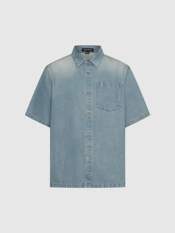Denim Short Sleeve Shirts sold by Urban Revivo