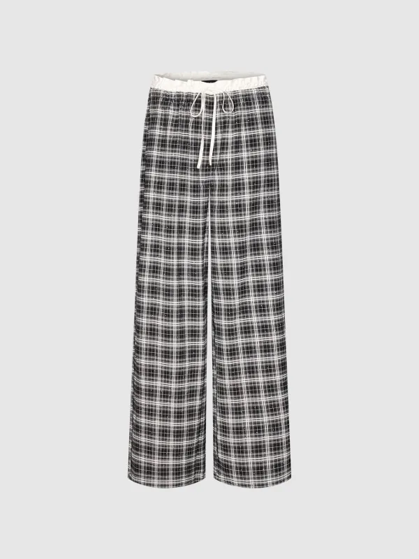 Plaid Wide-Leg Pants sold by Urban Revivo