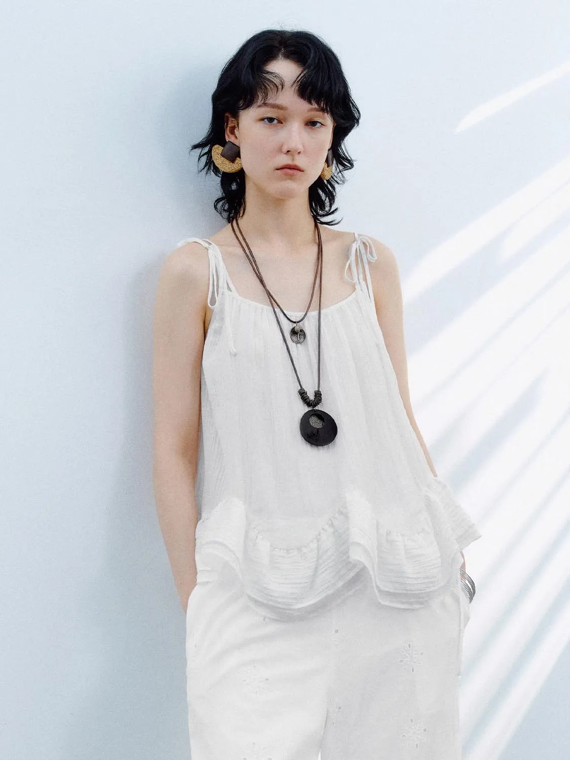 Ruffle Halter Neck Cami Tops sold by Urban Revivo