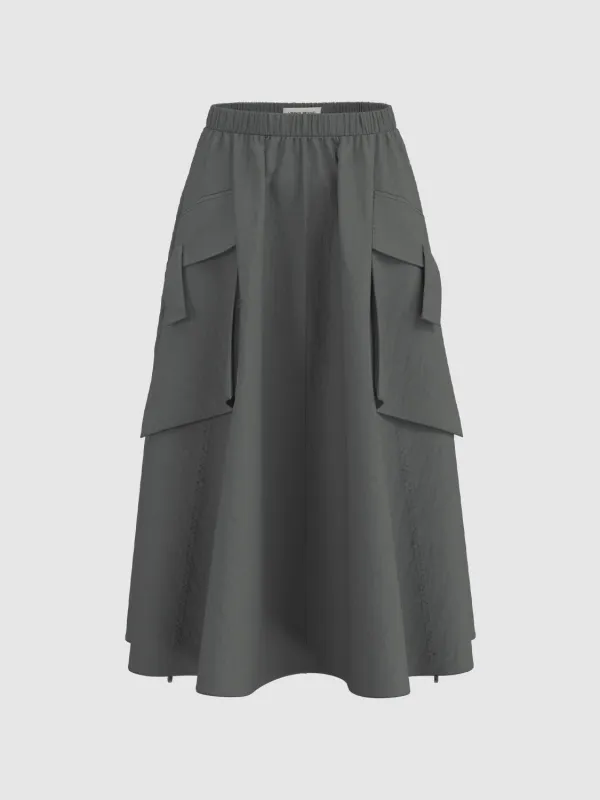 Flap Pocket Maxi Skirts sold by Urban Revivo