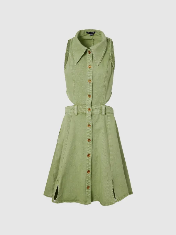 Halter Neck Sleeveless Denim Dresses sold by Urban Revivo
