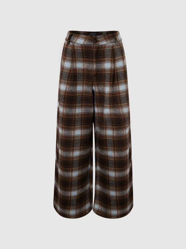 Plaid Wide-Leg Pants made by Urban Revivo