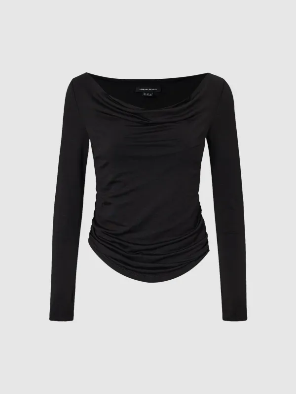 Cowl Neck Long Sleeve T-Shirts sold by Urban Revivo