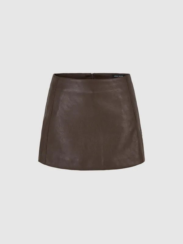 Vegan Leather Straight Mini Skirts sold by Urban Revivo