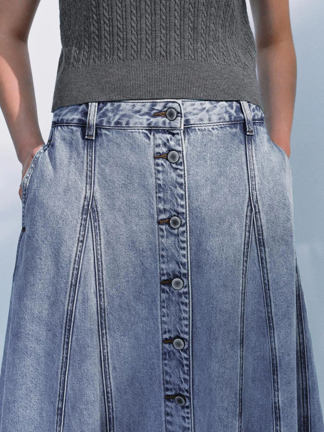 Denim Maxi Skirts sold by Urban Revivo product image thumbnail 5