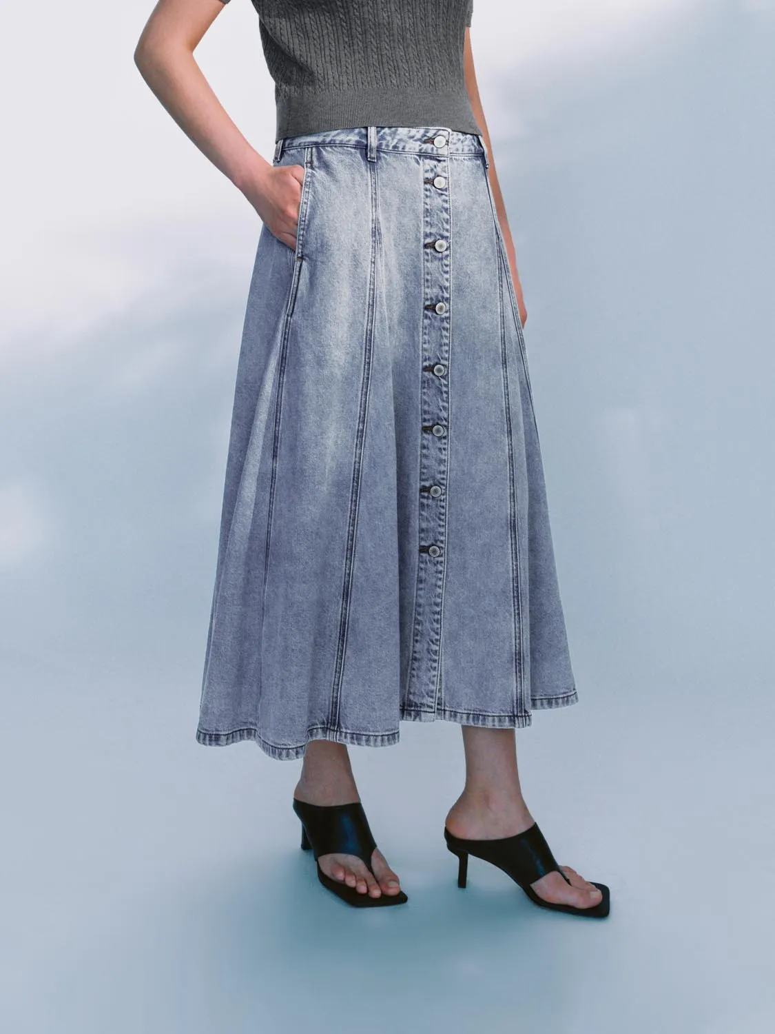 Denim Maxi Skirts sold by Urban Revivo product image thumbnail 3