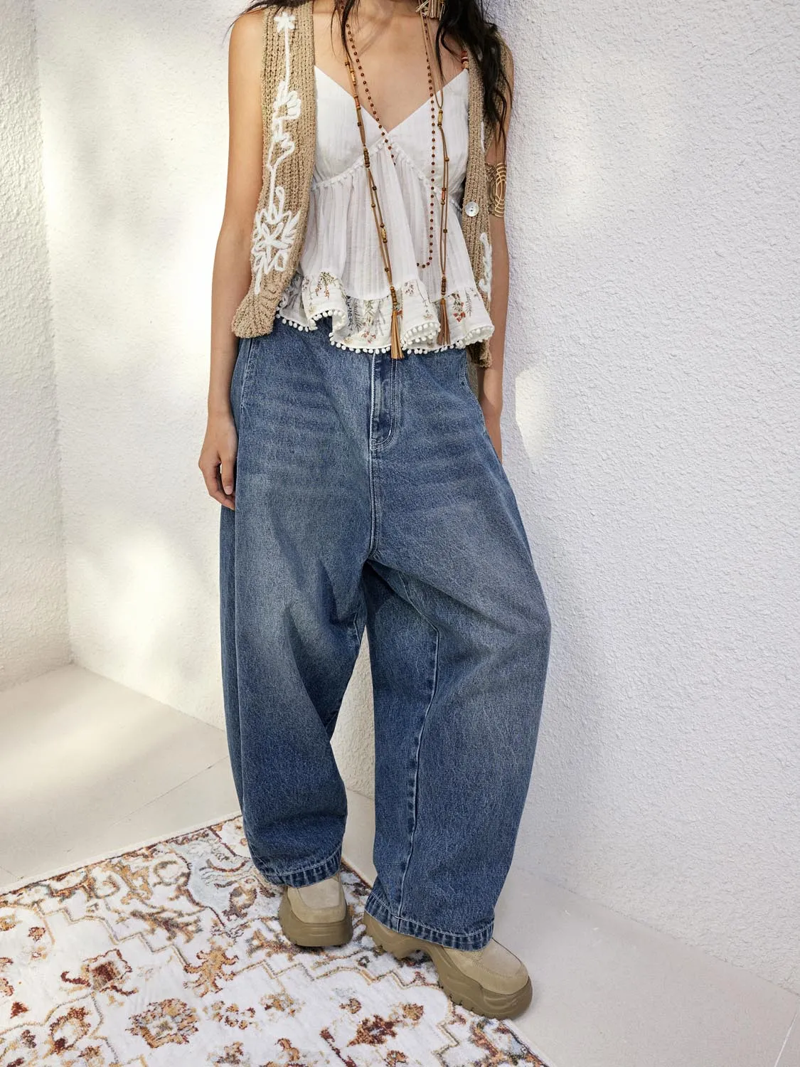 Wide-Leg Denim Jeans sold by Urban Revivo product image thumbnail 3