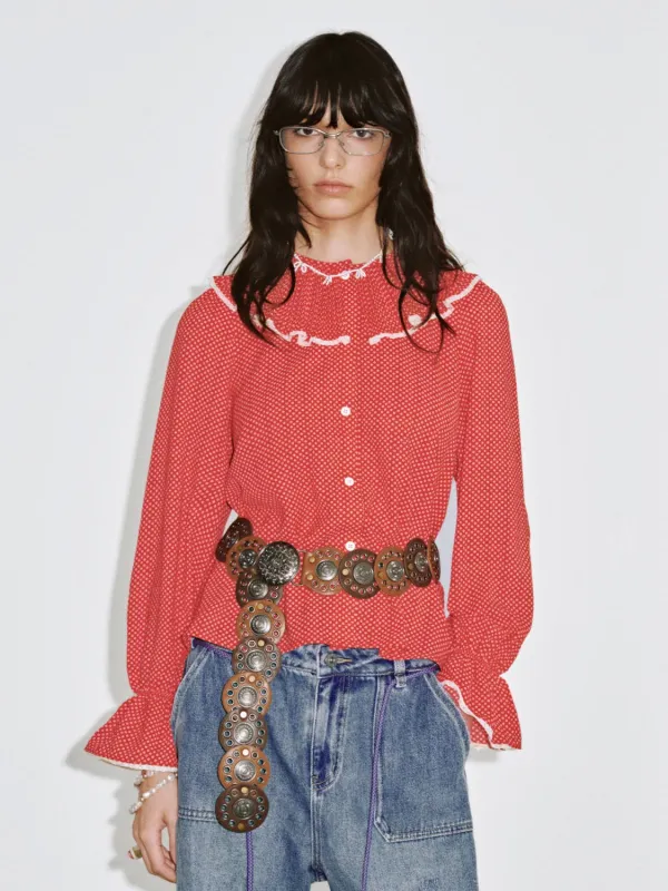 Polka Dot Ruffle Shirts sold by Urban Revivo