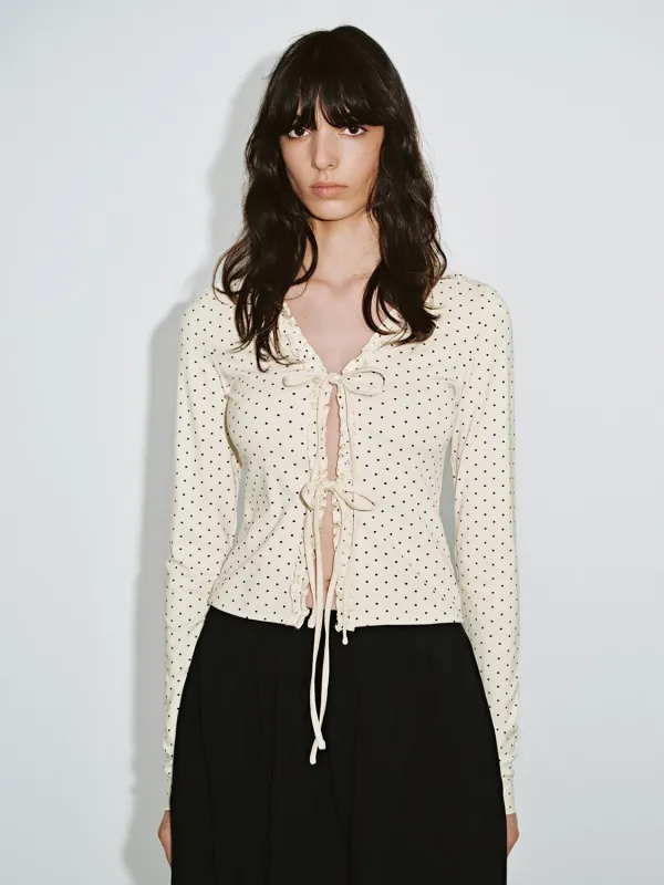 Tie Front Polka Dot Blouses sold by Urban Revivo