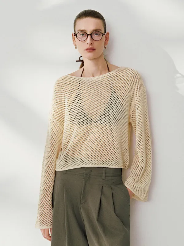 Sheer Knitted Long Sleeve T-Shirts sold by Urban Revivo