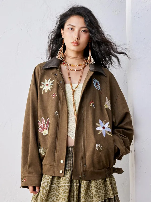 Suede Embroidered Jacket - NINIDO sold by Urban Revivo
