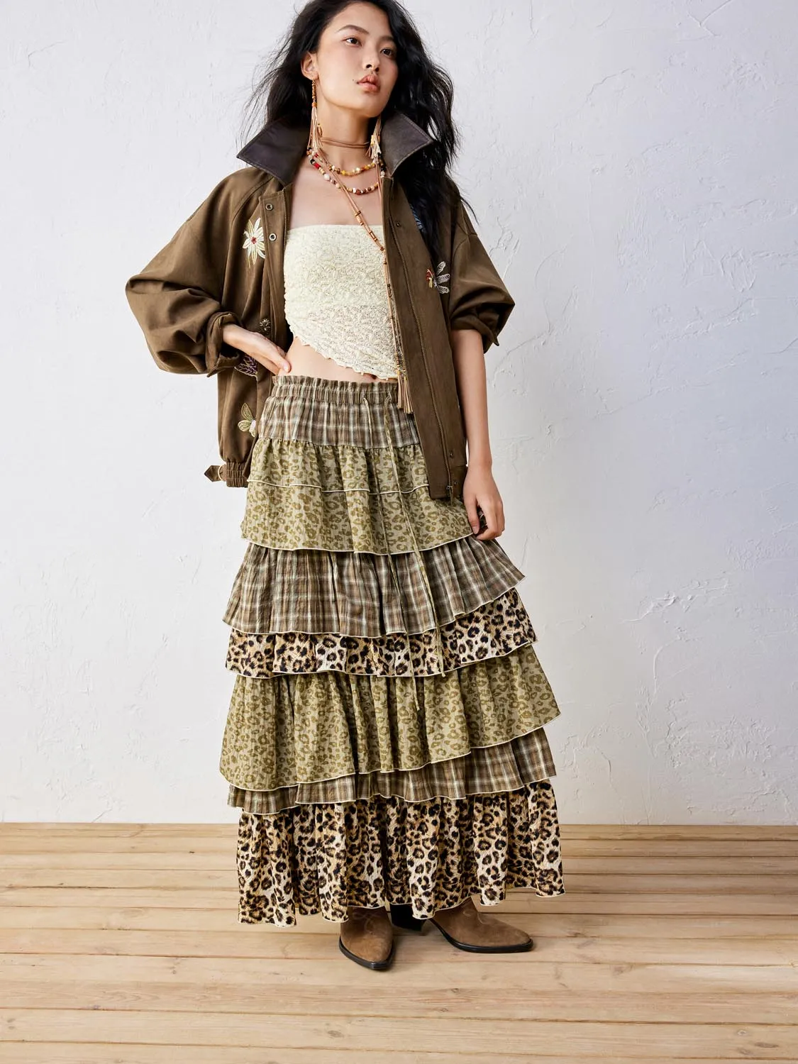 Tiered A-Line Maxi Skirts sold by Urban Revivo product image thumbnail 3