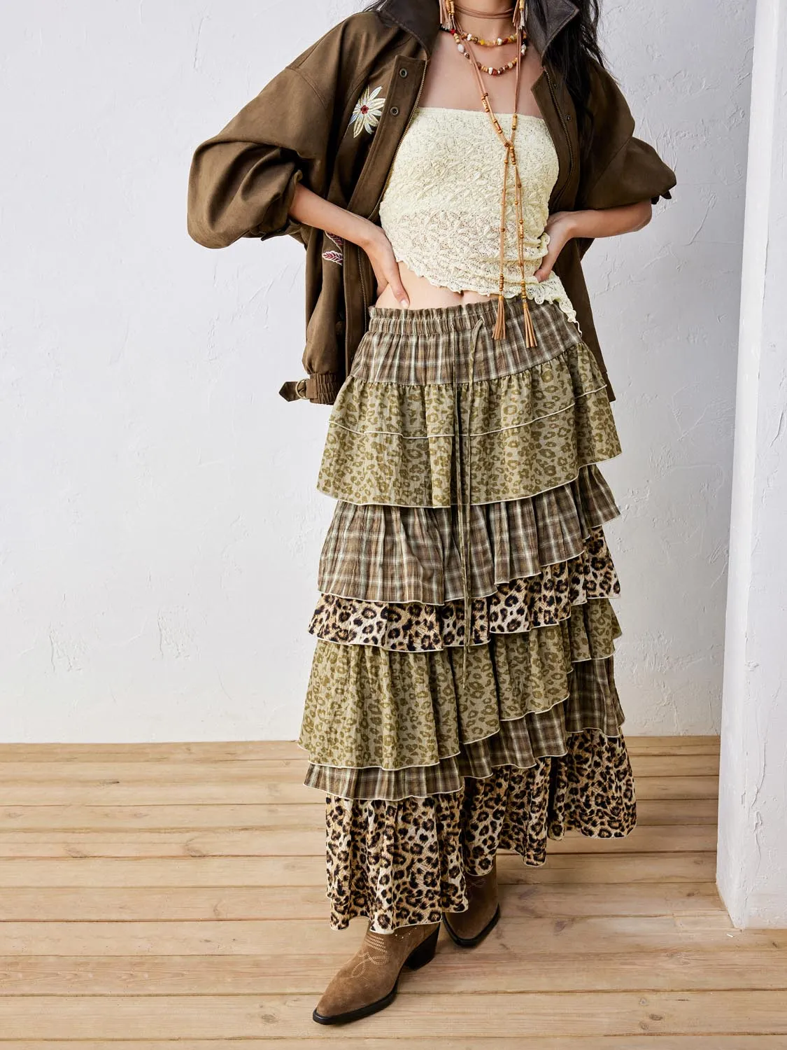 Tiered A-Line Maxi Skirts sold by Urban Revivo product image thumbnail 2