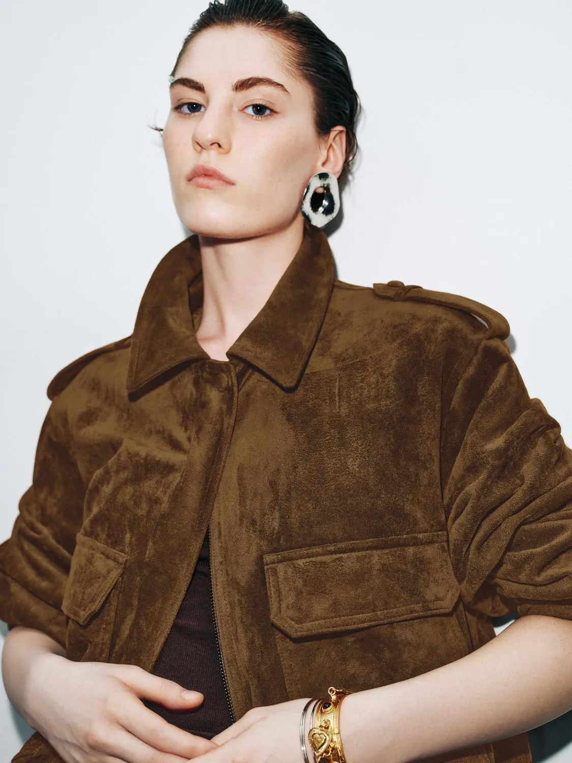 Suede Cropped Jackets sold by Urban Revivo product image thumbnail 3
