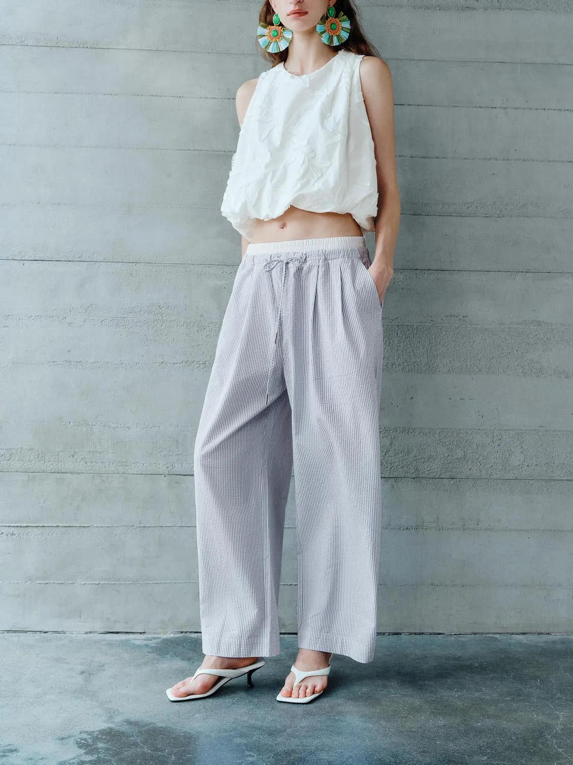 Drawstring Wide-Leg Pants sold by Urban Revivo product image thumbnail 3
