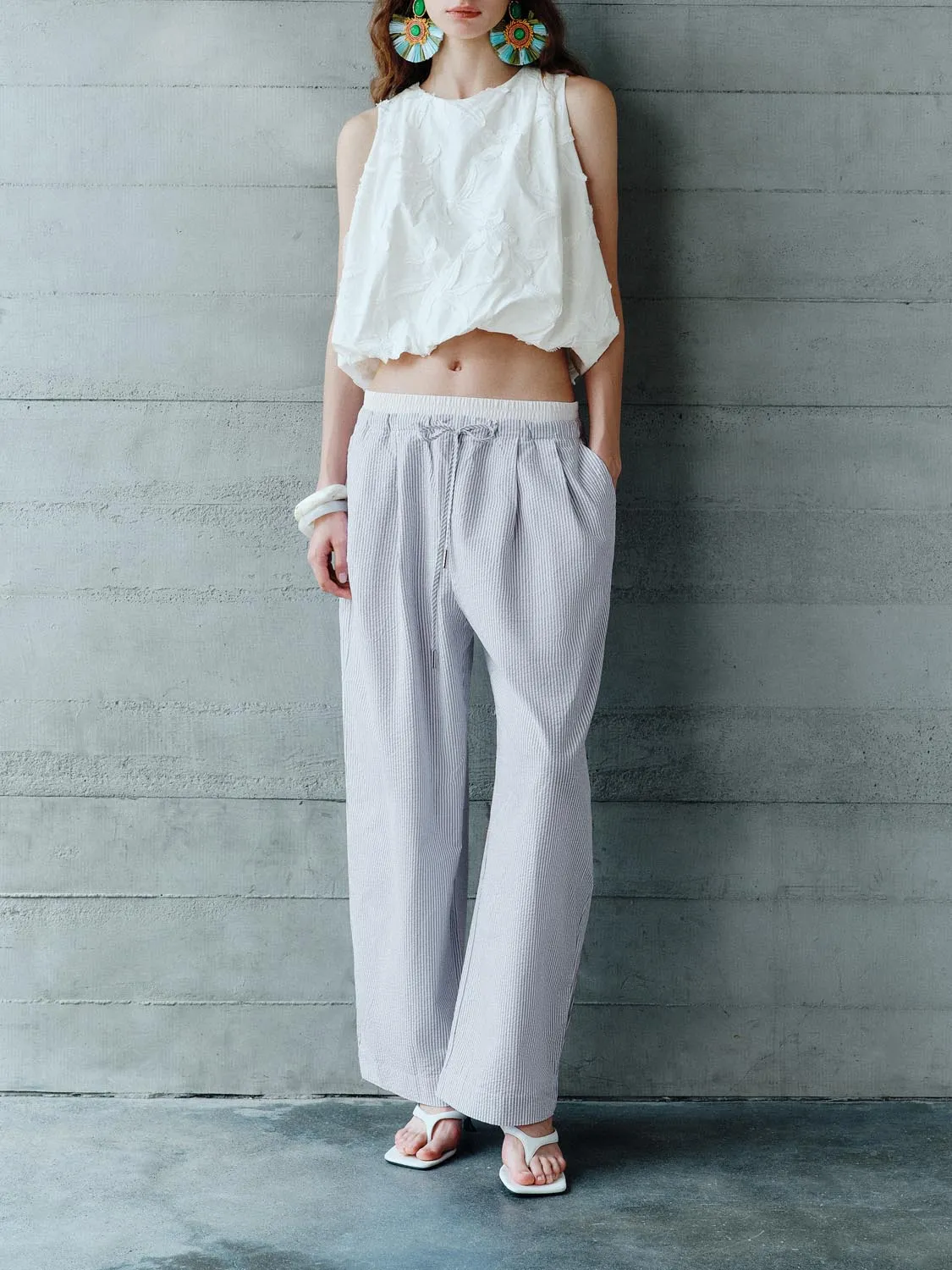 Drawstring Wide-Leg Pants sold by Urban Revivo product image thumbnail 2