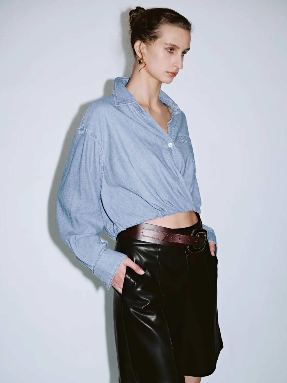 Cropped Denim Shirts sold by Urban Revivo product image thumbnail 2