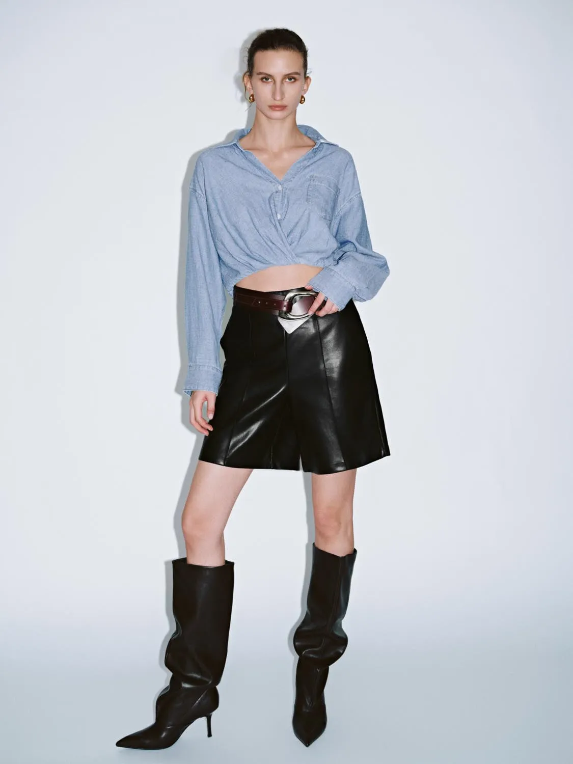 Cropped Denim Shirts sold by Urban Revivo product image thumbnail 5