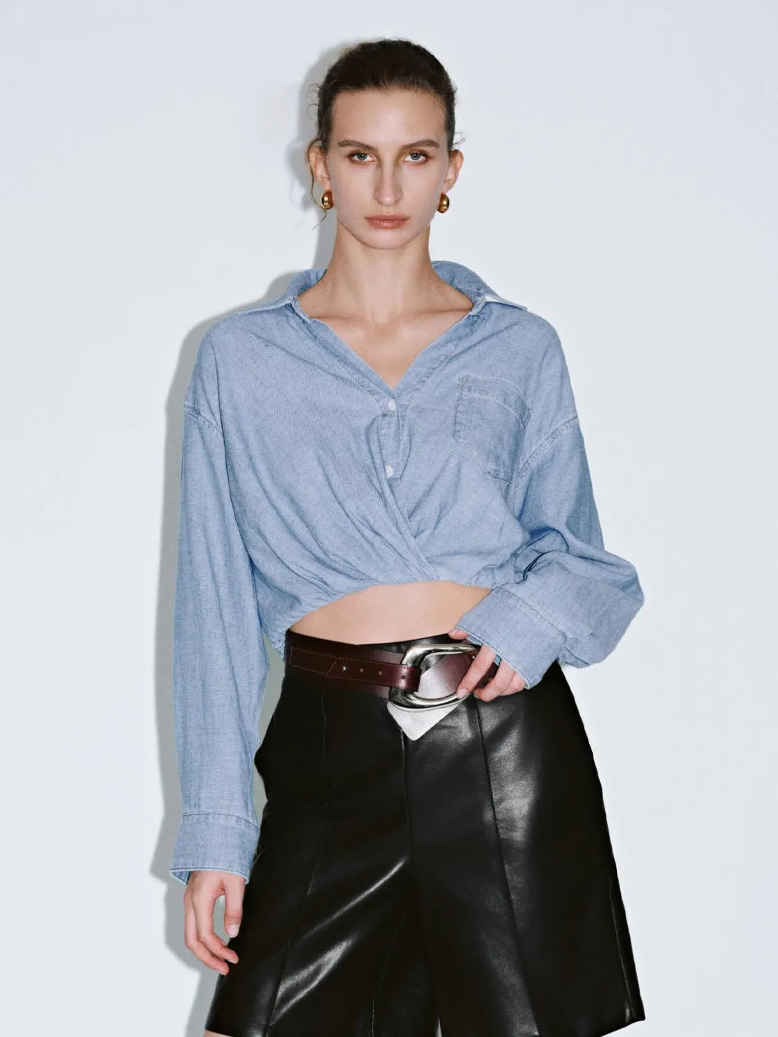 Cropped Denim Shirts sold by Urban Revivo