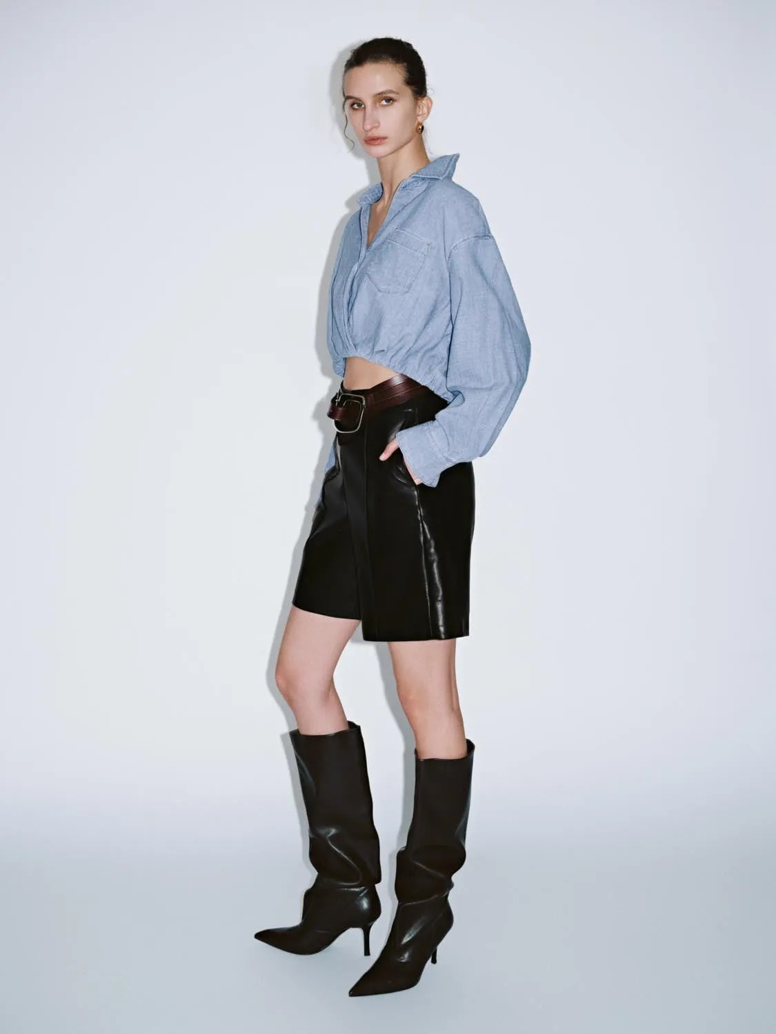 Cropped Denim Shirts sold by Urban Revivo product image thumbnail 4