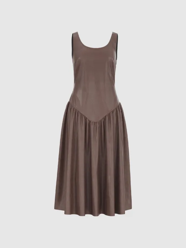 Vegan Leather A-Line Dresses sold by Urban Revivo