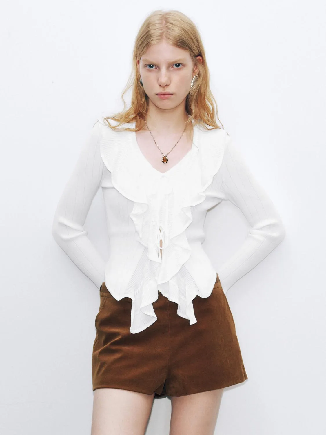 Ruffle Knitted T-Shirts sold by Urban Revivo