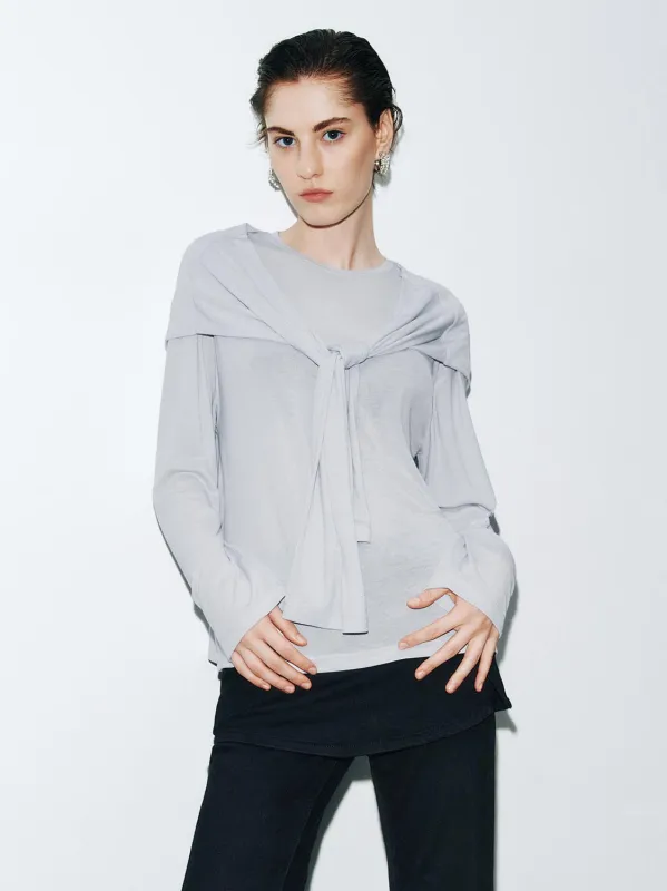 Scarf Décor Long Sleeve T-Shirts sold by Urban Revivo