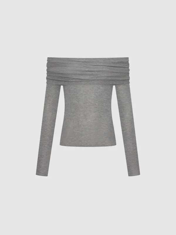 Off Shoulder Knitted T-Shirts sold by Urban Revivo