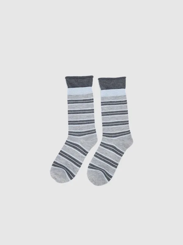 Contrast Stripped Crew Socks sold by Urban Revivo